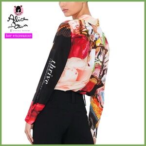 Alice + Olivia Willa Floral Multi Placket Kelly Dabbah Blouse Top